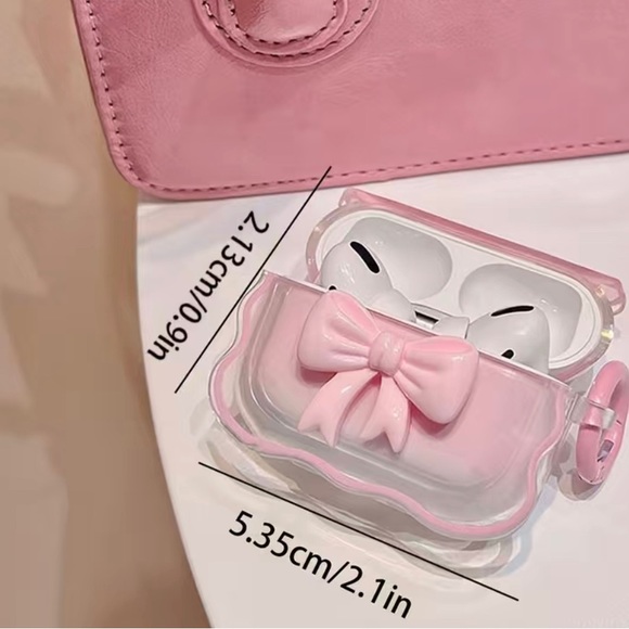 Pink Clear Bow AirPods Pro Case - Picture 2 of 2